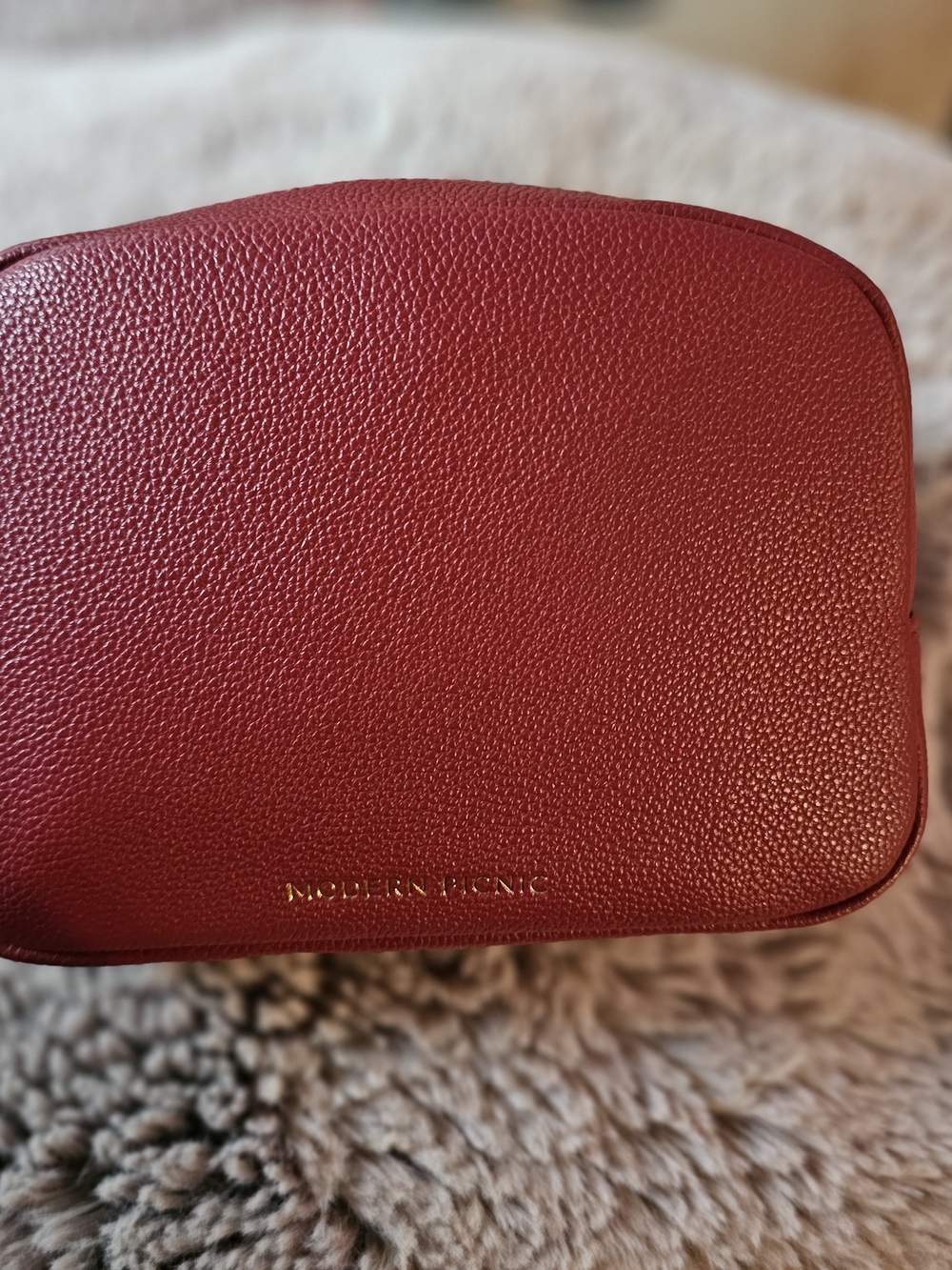 Modern Picnic Red Pebbled Vegan Leather Fanny Pack